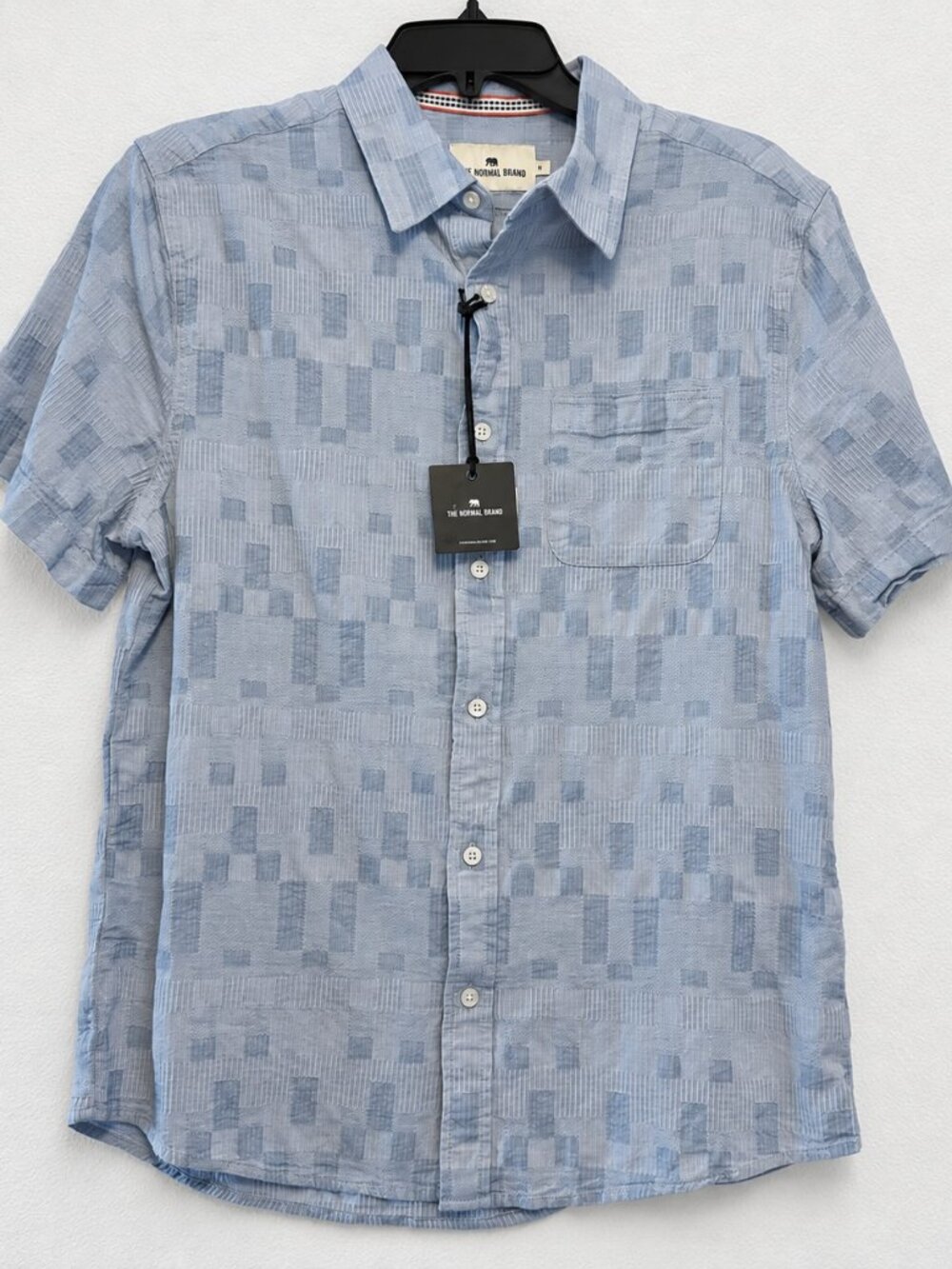 The Normal Brand Short Sleeve Men's Textured Dobby Faded Denim M NEW